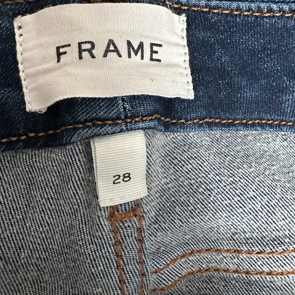 FRAME Denim Blue Le Crop Mini Boot Cascade Hem Bootcut Jeans Women's Size 28 - Picture 3 of 9